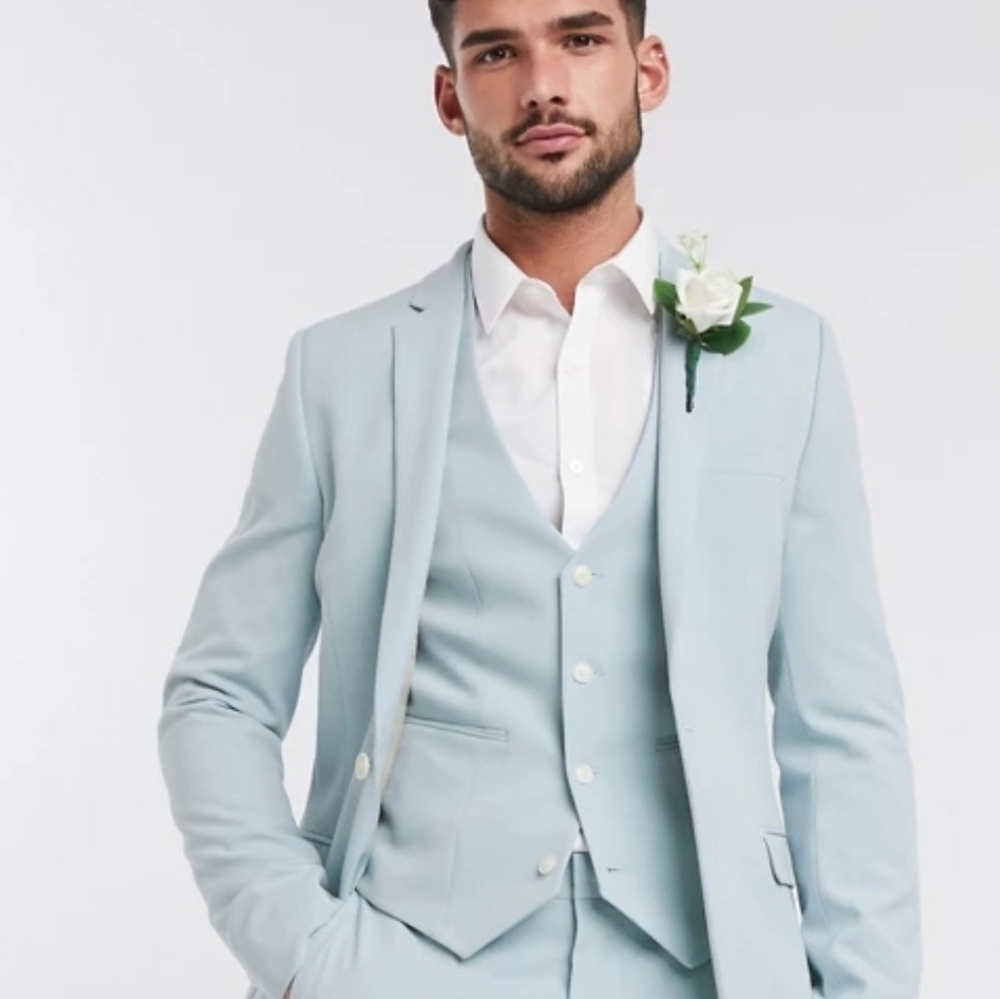 ASOS Wedding Super Skinny Suit Jacket in pastel bl